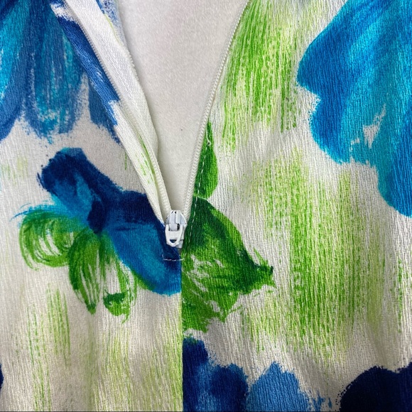 Hawaiian White Blue/Green Floral Print Maxi Dress - Picture 8 of 9